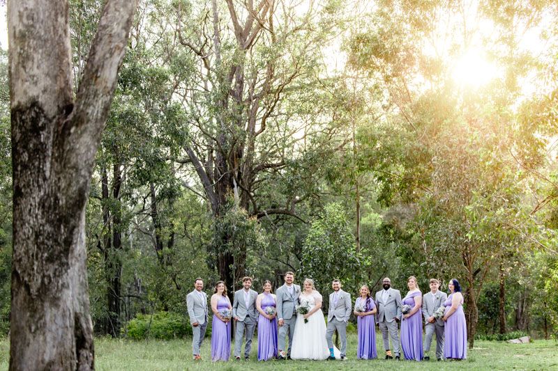 bridal party at kookaburra hideaway